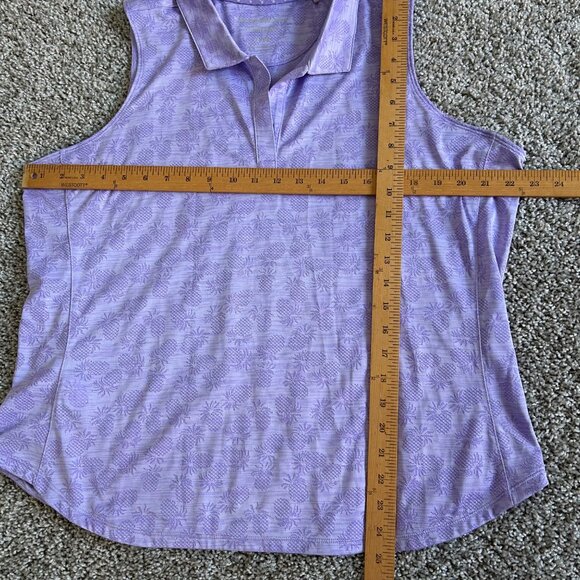 Tommy Bahama Womens XL IslandZone Sleeveless Polo Purple Pineapple Print - Picture 8 of 8